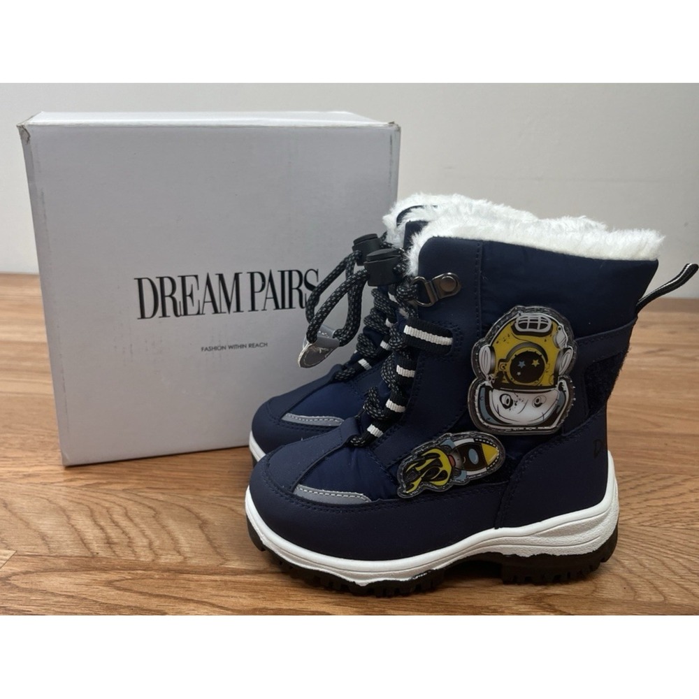 Dream Pairs Faux Fur Lined Snow Boots Navy Blue Toddler Boys Size 7 NEW